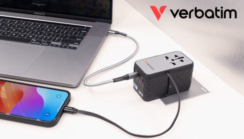 Univerzální cestovní adaptér Verbatim GaN III 85W se samonavíjecím USB-C kabelem